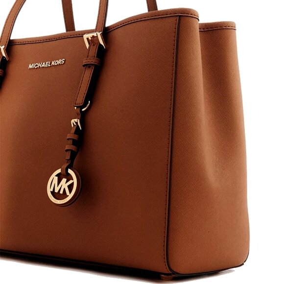 Michael Kors Jet Set Saffiano Leather Tote Bag Luggage Large Big Shoulder Purse - Picture 3 of 16